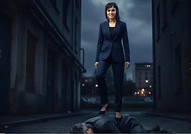 Fotograma del vídeo generado con IA en que Orriols dispara a Puigdemont