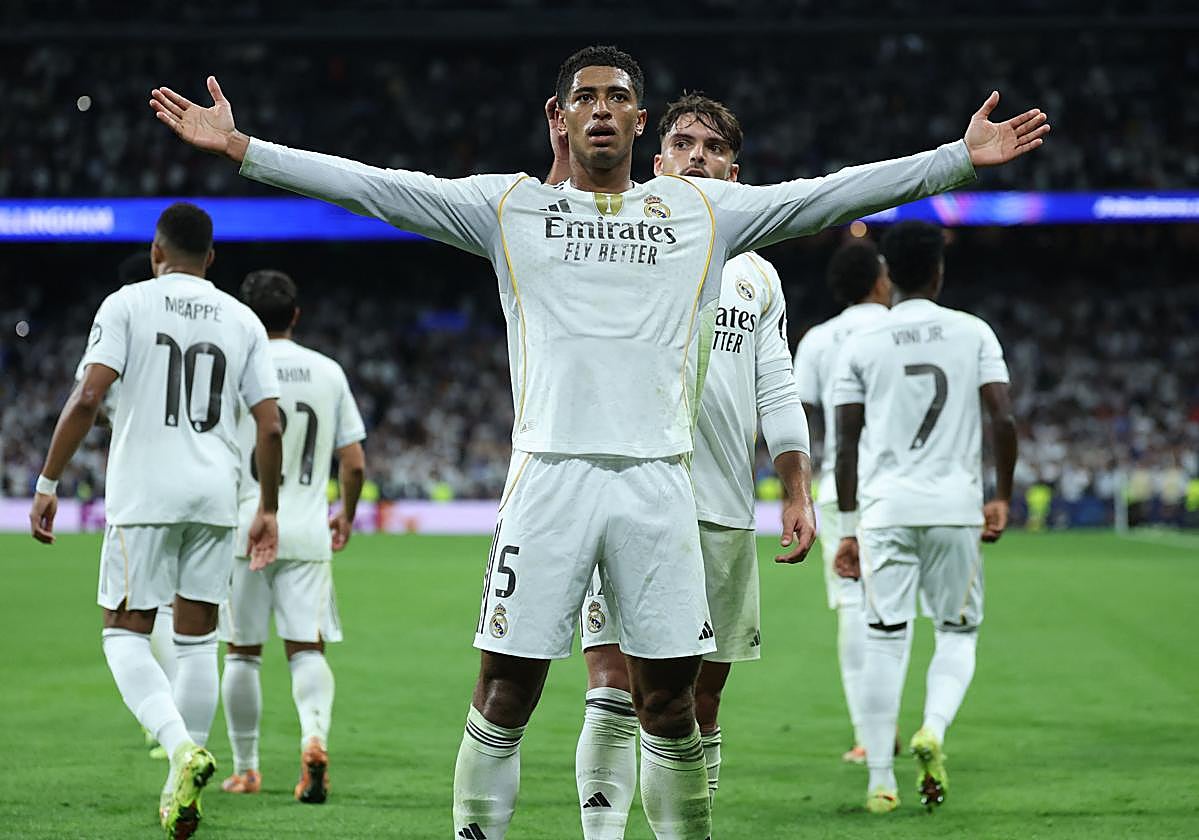 Jude Bellingham celebra su gol a la Juventus.