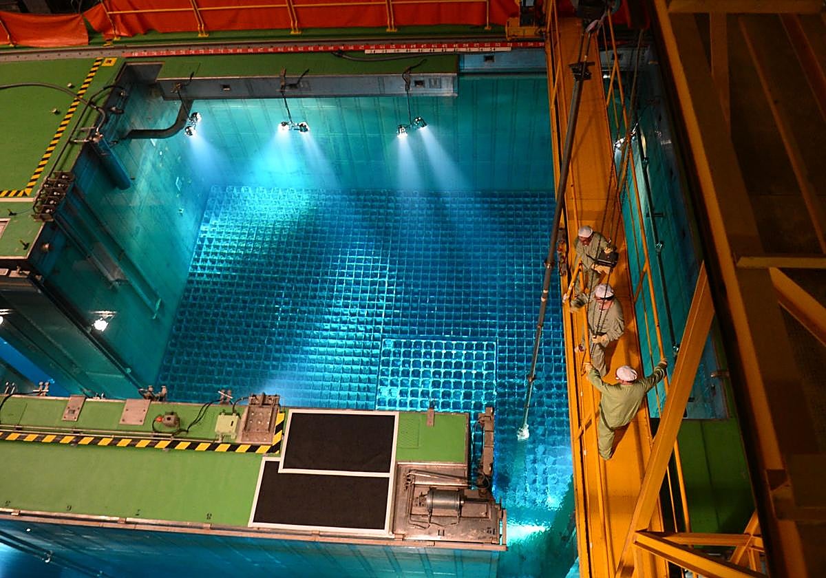 Visita a las pisicinas del edificio de combustible en la zona controlada