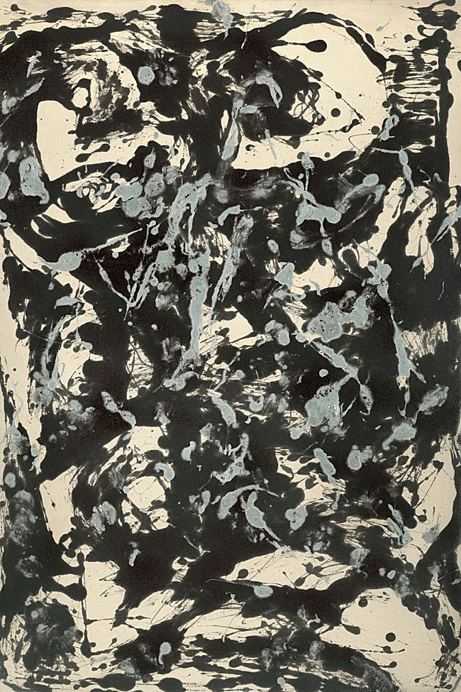 'Marrón y plata I'. Jackson Pollock. Esmalte y pintura plateada sobre lienzo (H. 1951)