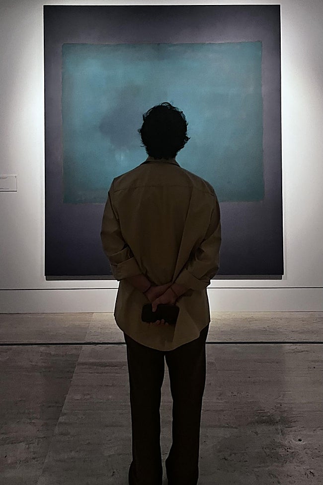 Un espectador ante 'Sin título (Verde sobre morado)' (1961) de Mark Rothko.