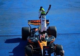 Norris celebra la victoria del GP de México.
