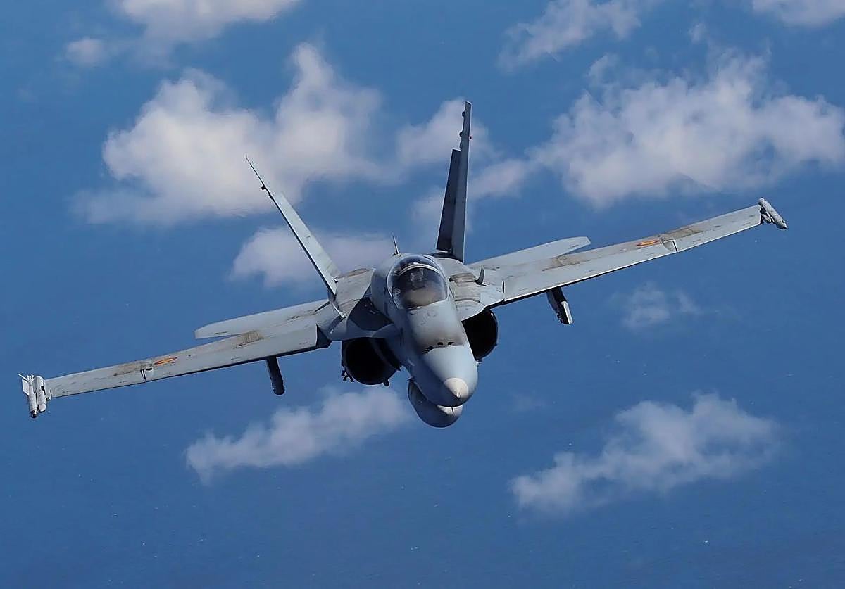 An F-18 fighter jet from the Air and Space Force.