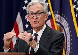 Jerome Powell, presidente de la Reserva Federal (Fed) estadounidense, durante una rueda de prensa.