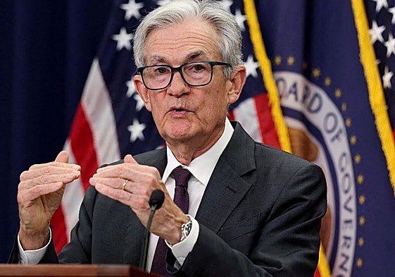 Jerome Powell, presidente de la Reserva Federal (Fed) estadounidense, durante una rueda de prensa.