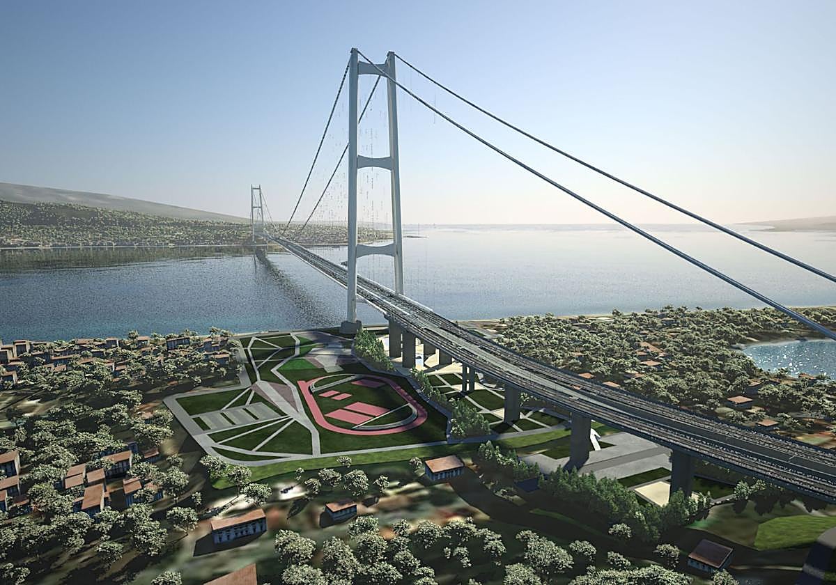 Recreación del puente proyectado sobre el estrecho de Mesina.
