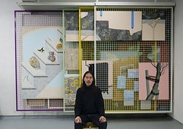 An Wei, en su estudio de Usera, en Madrid, durante la entrevista.