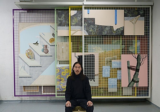 An Wei, en su estudio de Usera, en Madrid, durante la entrevista.