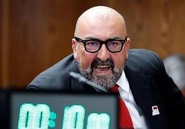 Koldo García, exasesor del ministro socialista José Luis Ábalos, visiblemente airado en su comparecencia ante el Senado en abril pasado