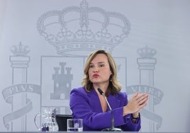 La portavoz del Gobierno, Pilar Alegría, este martes en la Moncloa