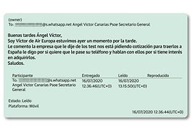 «Buenas tardes Ángel Víctor»: el mensaje que certifica que Aldama sí trató con el ministro cuando presidía Canarias
