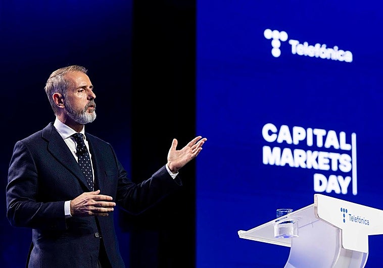 El presidente de Telefónica, Marc Murtra, este martes durante el Capital Markets Day.