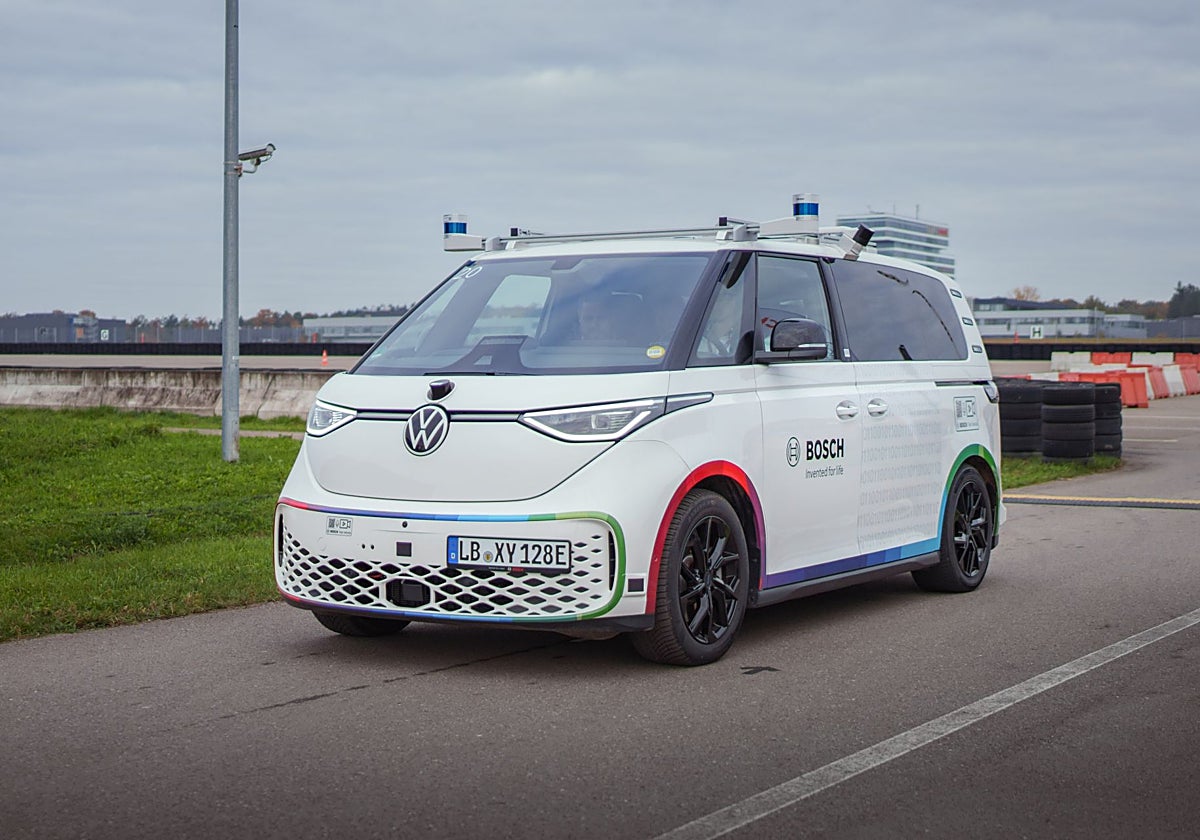 The VW ID. Buzz, equipped with sensors for autonomous driving