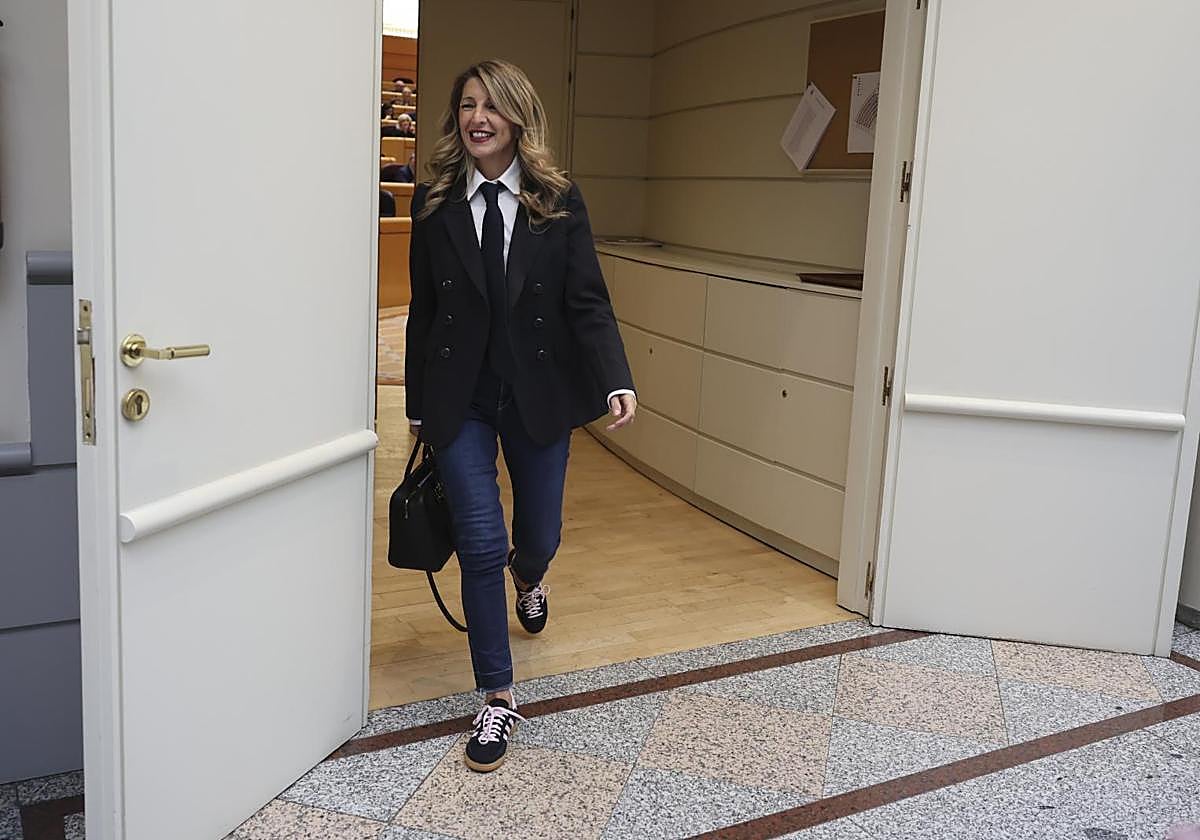 La vicepresidenta segunda del Gobierno, Yolanda Díaz, en el Senado.