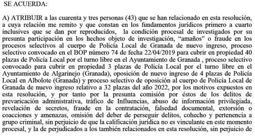 Extractos de las actuaciones que integran la instrucción. Después de nueve meses se ha levantado el secreto de sumario.