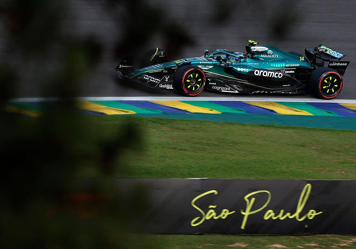 Fernando Alonso, durante la clasificación en Sao Paulo.