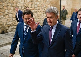 Feijóo, a su llegada al Congreso de la Unión Europea de Mayores en Ciudad Real.