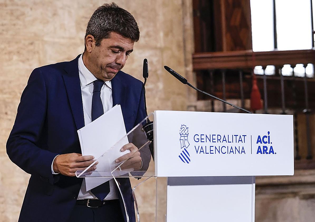 El presidente en funciones de la Generalitat valenciana, Carlos Mazón.