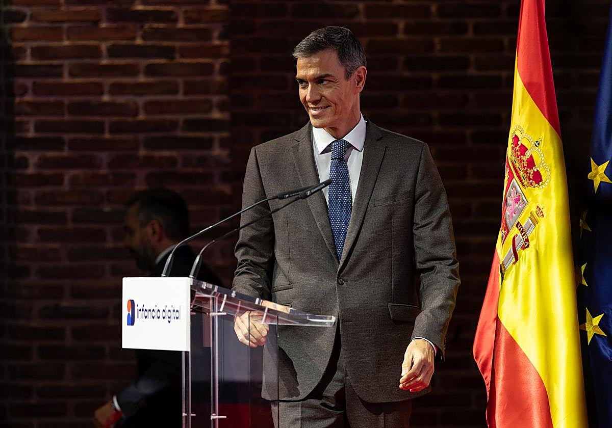 El presidente del Gobierno, Pedro Sánchez, interviene en la presentación del estudio 'Infancia digital 2025'.