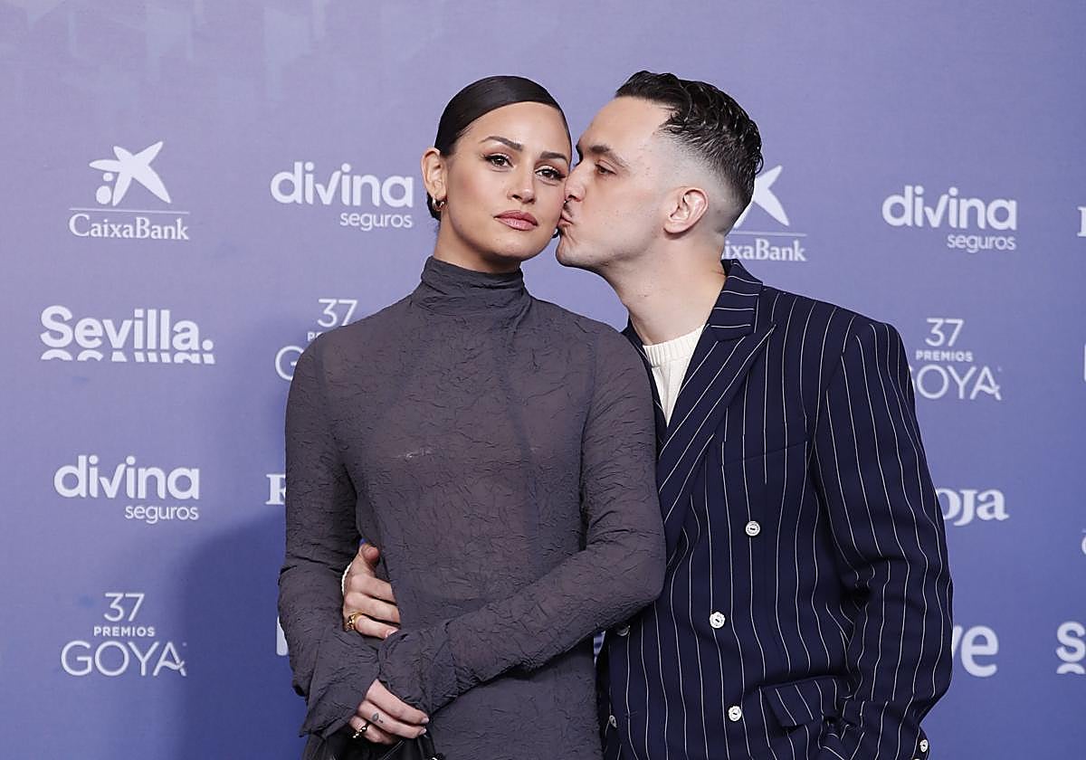C. Tangana with his partner, Rocío Aguirre, at the 2023 Goya Awards.