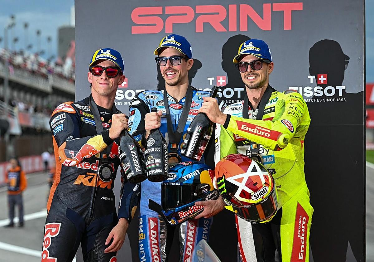 Pedro Acosta, Álex Marquez y Fabio Di Giannantonio