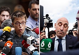 Iñigo Errejón y Luis Rubiales hablan a al prensa.