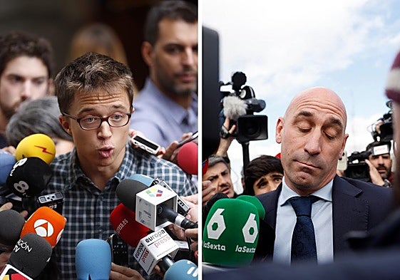 Iñigo Errejón y Luis Rubiales hablan a al prensa.
