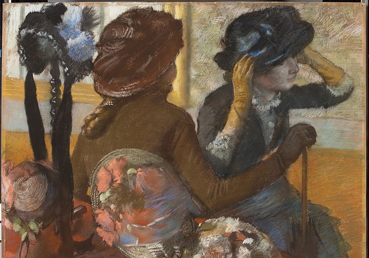 'In the Millinery', pastel created by Edgar Degas in 1882.