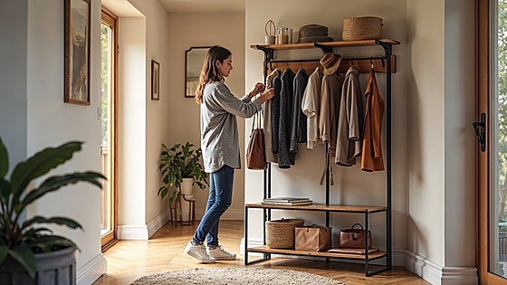 Estos bonitos percheros de pie son perfectos para organizar tu ropa y complementos