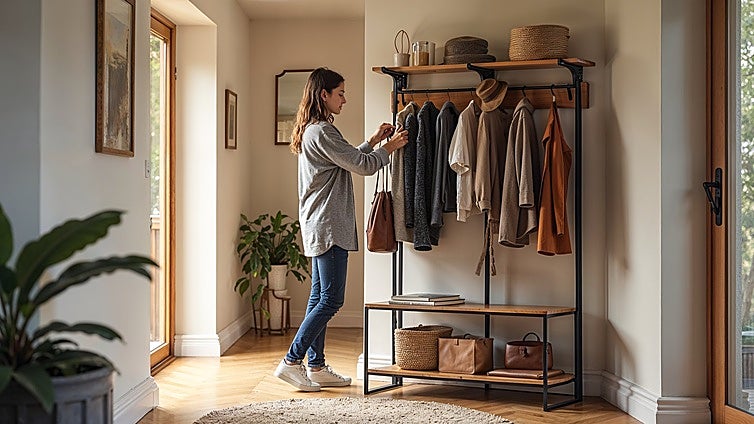Estos bonitos percheros de pie son perfectos para organizar tu ropa y complementos
