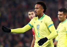 Eder Militao, durante el amistoso entre Brasil y Túnez.