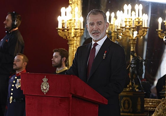 Felipe VI este viernes durante su discurso en el Palacio Real.