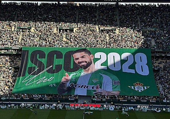 La lona gigante en la que se anuncia la renovación de Isco con el Betis.