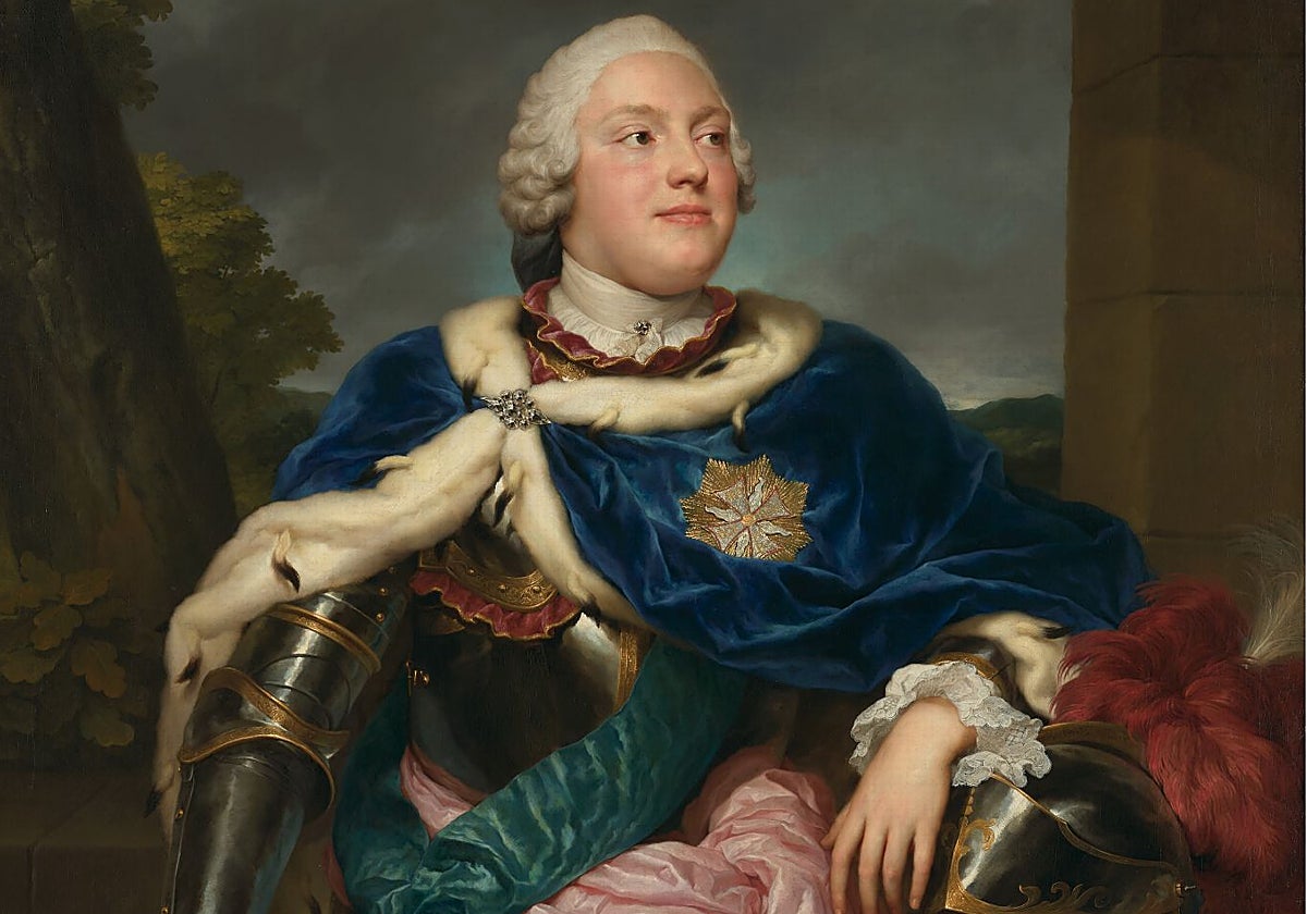 'Federico Cristián, príncipe elector de Sajonia', retratado por Antonio Rafael Mengs en 1751 (Detalle).