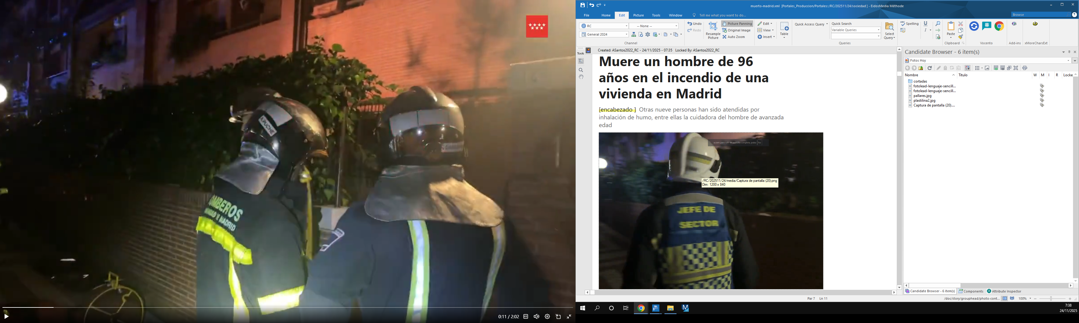 Two firefighters in front of the burned house