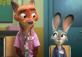 Nick y Judy, la pareja de policías protagonista, en terapia tras liarla en las calles de la ciudad.