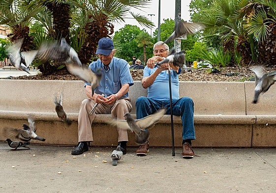 Dos jubilados, en un parque.