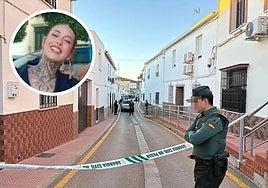 Efectivos de la Guardia Civil en el lugar de los hechos. Arriba, a la izquierda, Concha, la joven asesinada.