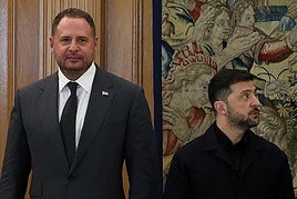 Andriy Yermak y Volodímir Zelenski en su reciente viaje a España.