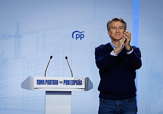 Feijóo, durante un acto del PP este sábado en Burgos.