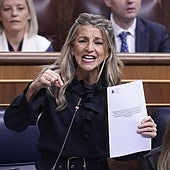 Yolanda Díaz interviene en la última sesión de control al Gobieno en el Congreso.