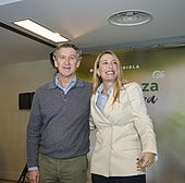 Feijóo, junto a Guardiola, antes del inciio oficial de la campaña en un acto en Don Benito.