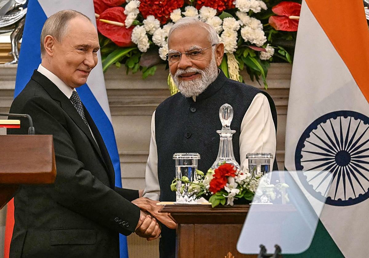 Vladímir Putin y Narendra Modi este viernes en Nueva Delhi.