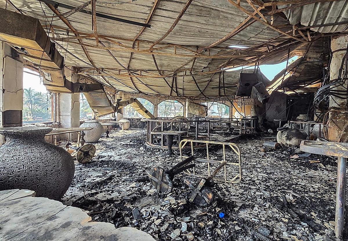 En interior de la discoteca, arrasado tras el incendio.