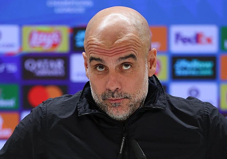 Pep Guardiola, durante la rueda de prensa.