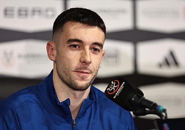 Joan García, during the press conference in Jeddah.