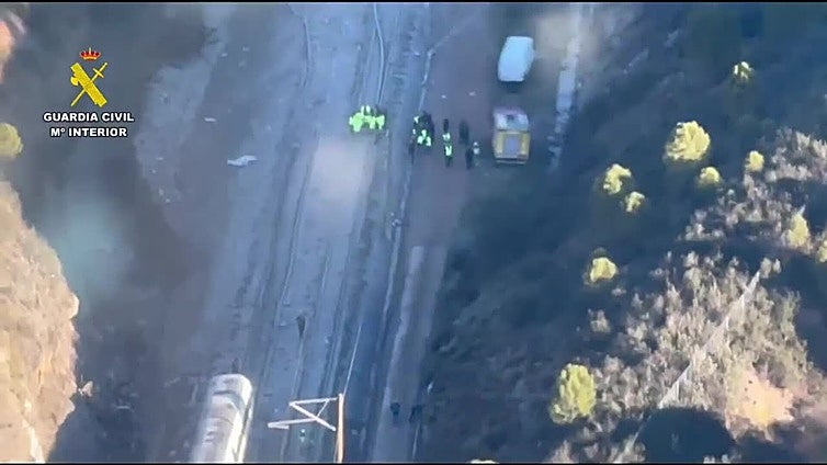 Así está el lugar del accidente ferroviario en Adamuz
