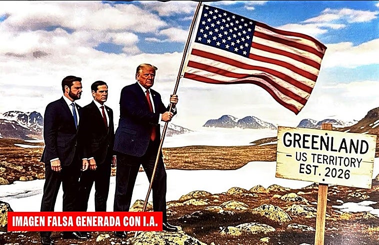 Trump planta la bandera en Groenlandia