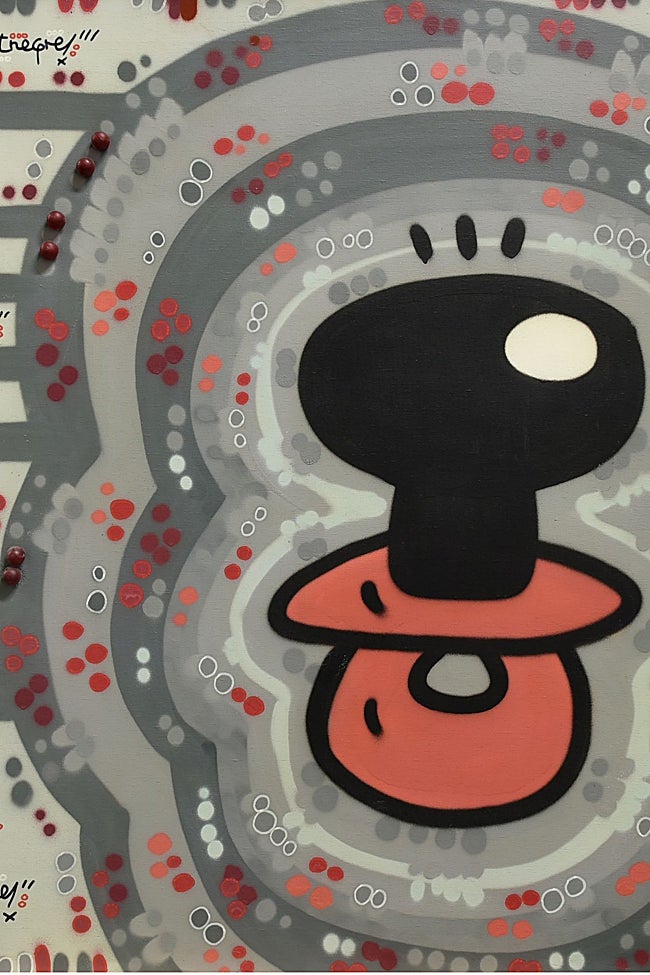 'Arte para el pueblo, s.f'. Acrílico, collage y aerosol sobre lienzo.