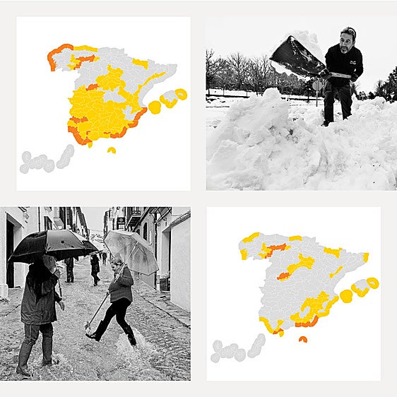 Consulta los avisos de AEMET para este fin de semana: lluvia, viento y nevadas de norte a sur